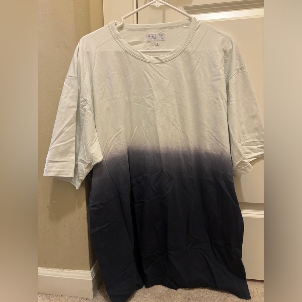 Very French Agnes B. White/blue Chris Dip-dye Cotton Jersey Men's T-shirt